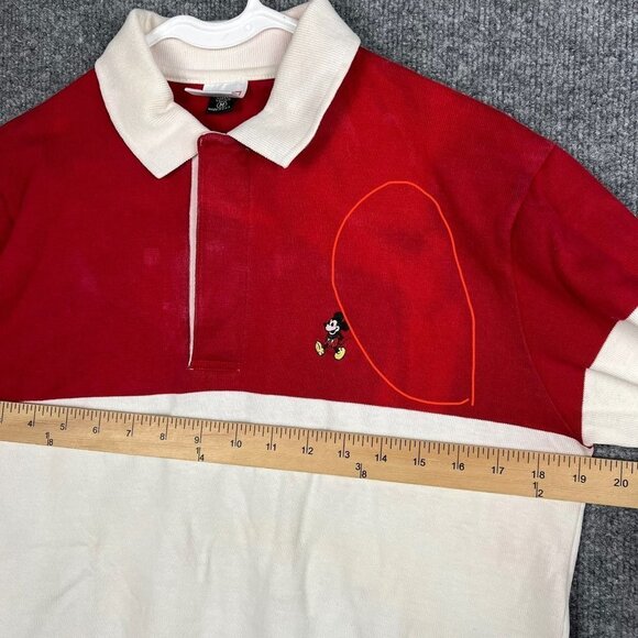 Vintage Disney Wear Polo Rugby Red White Stripe USA‎ MADE Shirt Size M Men - Picture 5 of 9